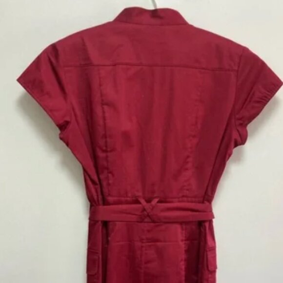 H&M Red Pocket Button Short Sleeve Dress Size 2 NWOT - Picture 2 of 3